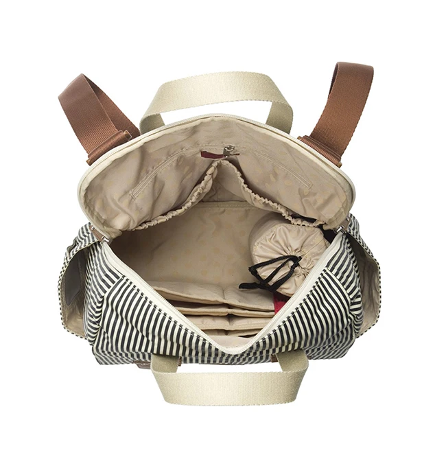 Wholesale High Capacity Fashion Adult Stripe Baby Girl Diaper Bags Handbag Manufacturer Back Pack Diaper Bag