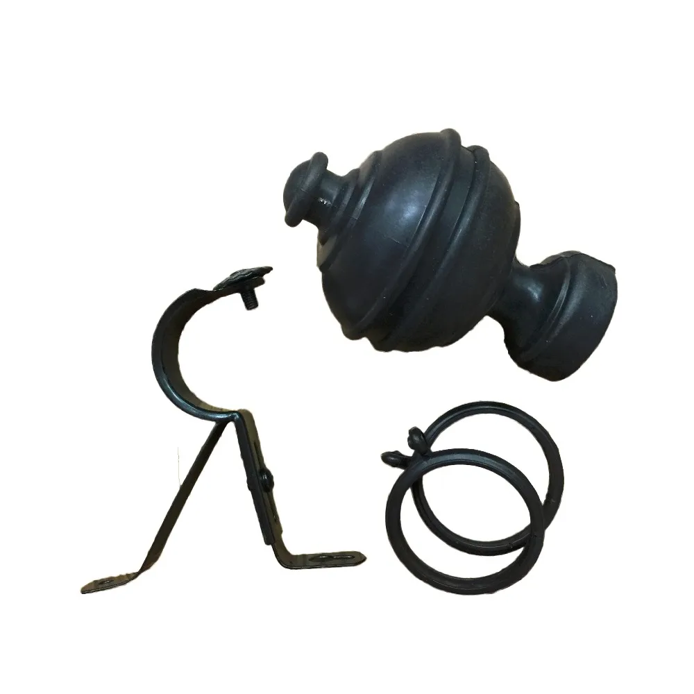 
Different color iron curtain rod accessories brackets caps and rings 