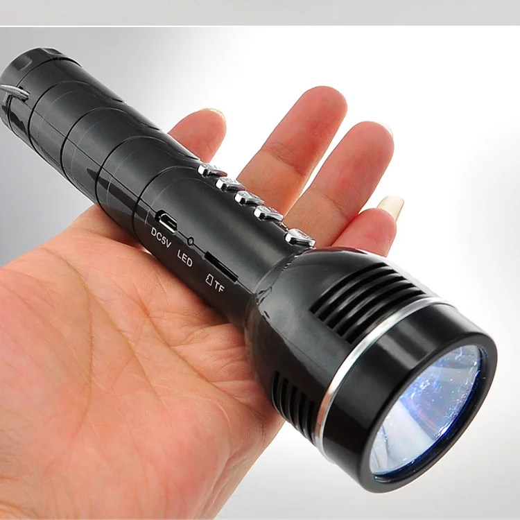 
portable handheld recharge Music mp3 player LED flashlight 