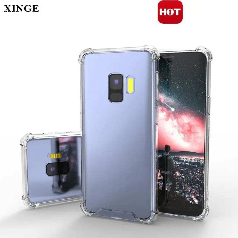 Wholesale Clear Phone Case TPU PC Hybrid Case for Samsung Galaxy S9