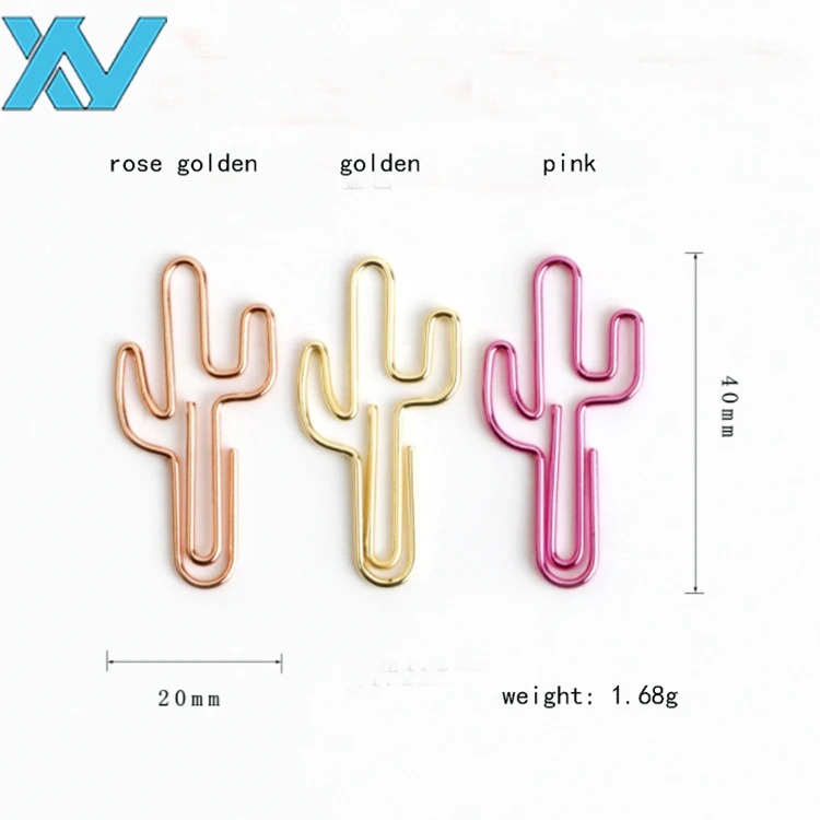 Зажим для бумаги в форме кактуса золотистого/розового цвета