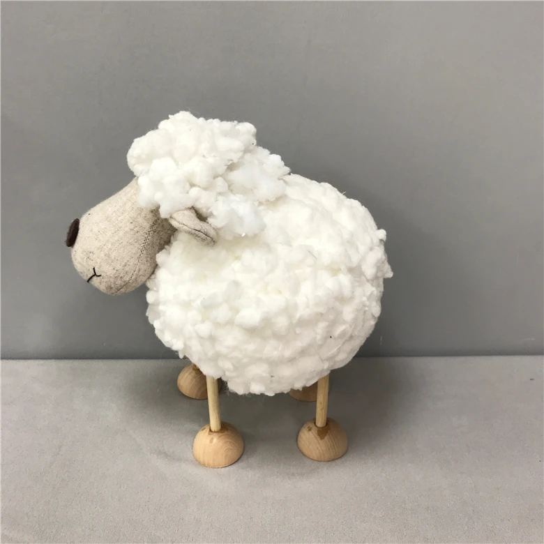 Manufacture Cute Sheep Animal Figurine Gifts Home Table Ornament Easter Plush White Sitting Eid Sheep Decorations