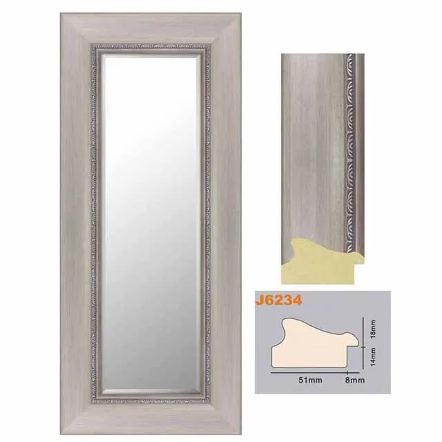 Large 20x60inch Modern Brushed Flat Gold Framed Wall Mirror Decorative Plastic Mounted for Home or Office Use