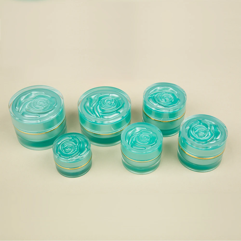 Поставка от производителя Hengsheng, Зеленый цветочный колпачок 5 г 10 г 15 г 20 г 30 г, пластиковая Косметическая круглая пустая банка для крема