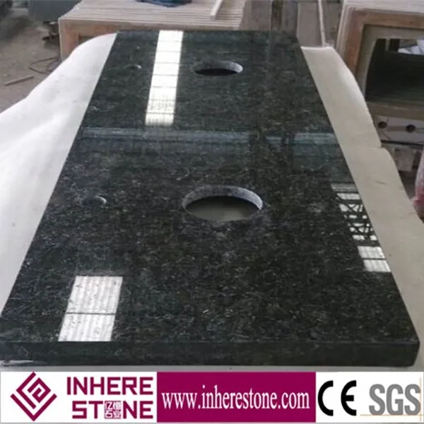 Dark emerald green granite kitchen countertops