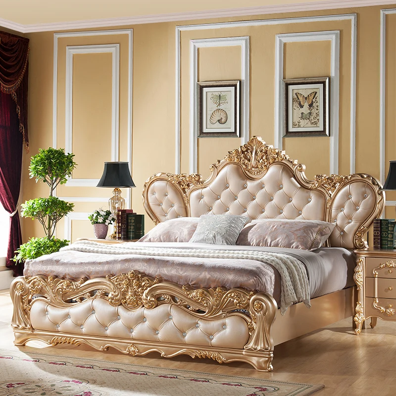 CBMmart American Design Classic King Size Bedroom Set Style Hot Sell Royal Luxury Bedroom Furniture up-holstered beds