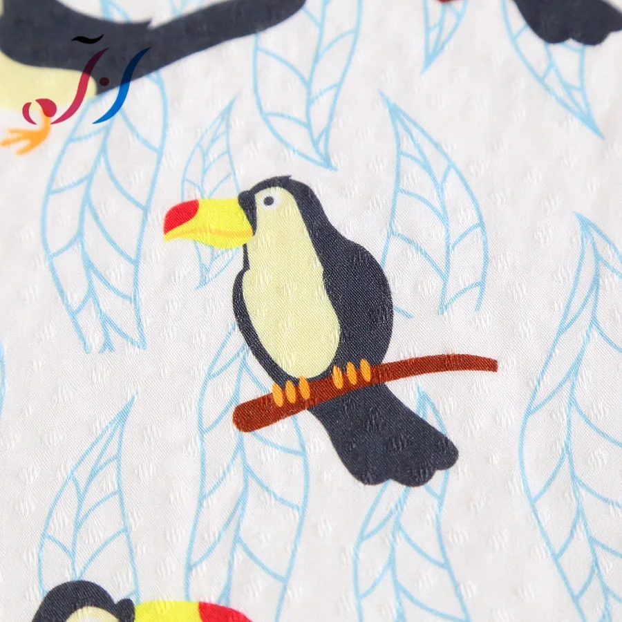 Custom digital printing on 100% rayon woven jacquard fabric cartoon pattern for dress and garment