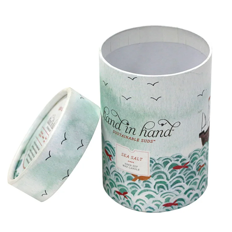 Beauty Color Printing Paper Gift Round Tea Box  with Hot Stamping  Cylinder Tube Gift paper packaging Box paper box with handle