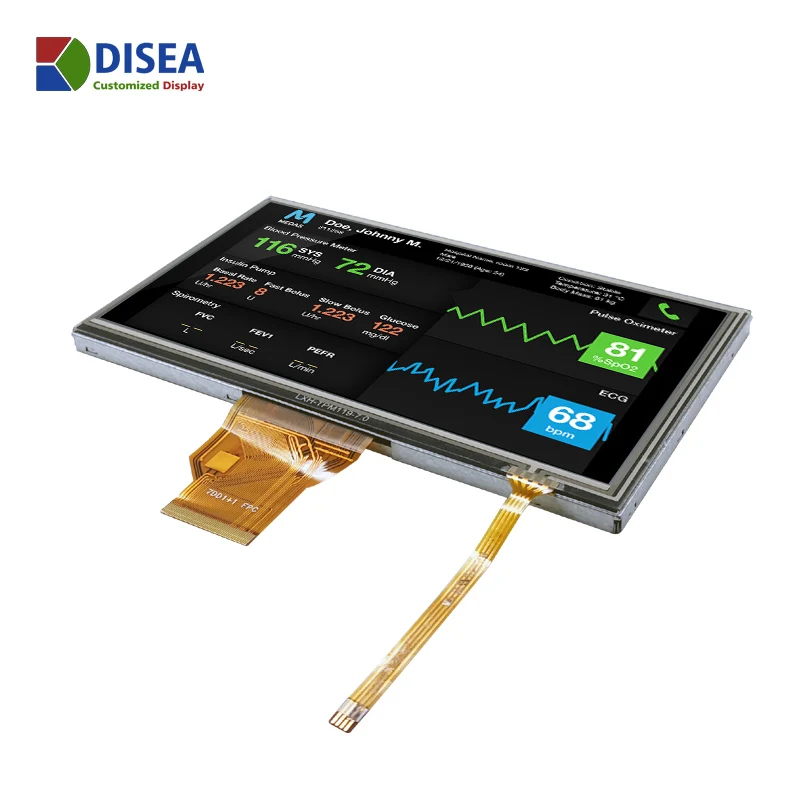 Custom LCD Screen 800*400 Touch Screen 7 inch TFT Display Resistive Touch Panel With 24bit 50pin Interface
