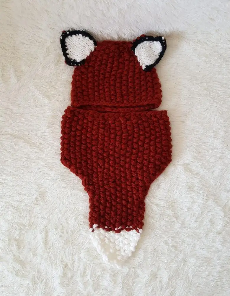 Winter warm cute baby fox cowl hat scarf