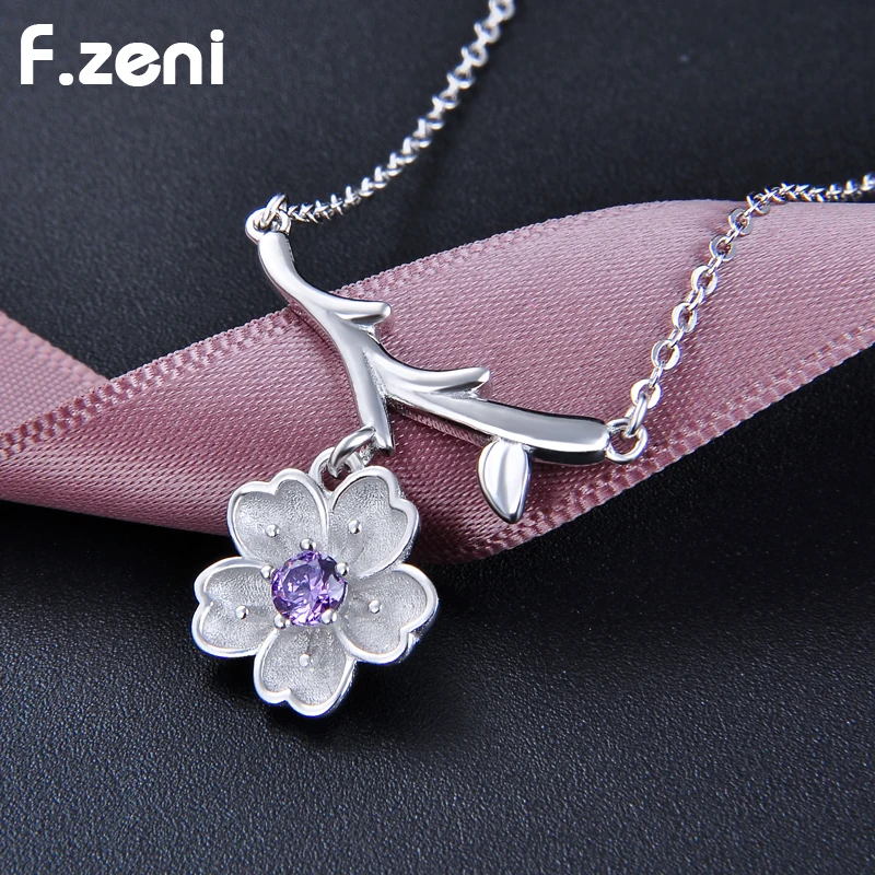 925 Sterling Silver Statement Women  Jewelry, 18k White Gold Plated Custom  Fashion Tassel Flower Pendant Necklace