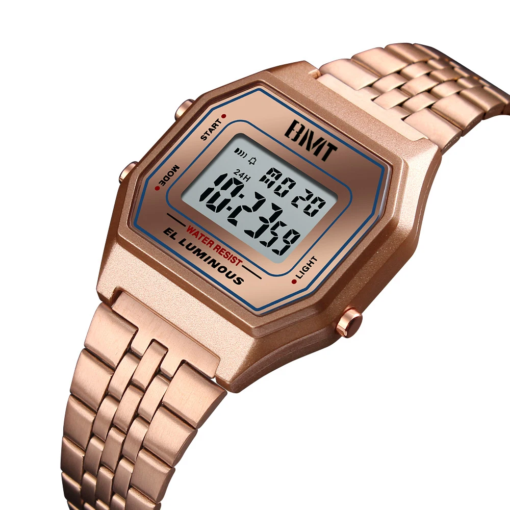Male waterproof sport Stainless Steel Watch boys Men Luxury EL Luminous Wrist digital watches
