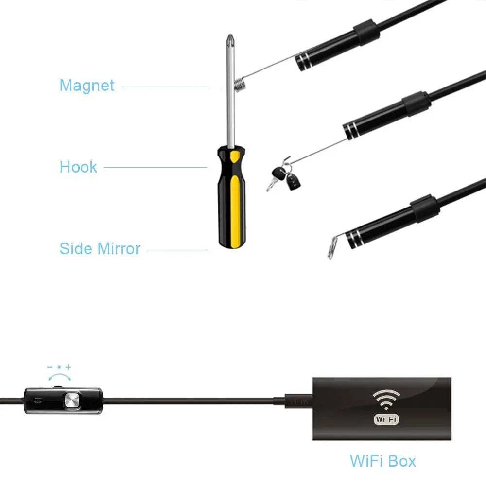 Newest 6 LED wifi 720P WIFI Borescope endoscope inspection camera for iphone 1m soft wire