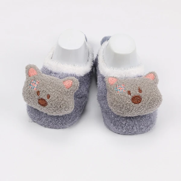 Winter thick terry baby socks with rattle feather yarn newborn baby 3D socks non slip