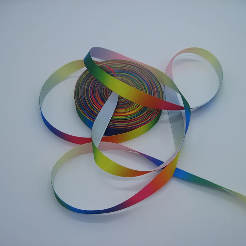 100% Polyester Single Face Satin Rainbow Ribbon decoration ribbon