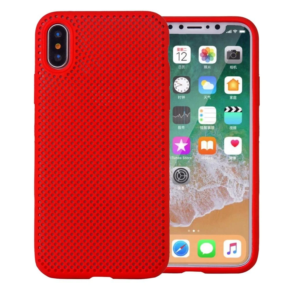 
For iPhone Xs Max Soft Slim Liquid Silicone Phone Case, Breathable Mesh Dot Holes Heat Dissipation Protective Back Cover Case 