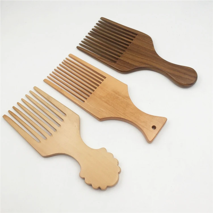Custom wide tooth wooden hair beard comb wholesale