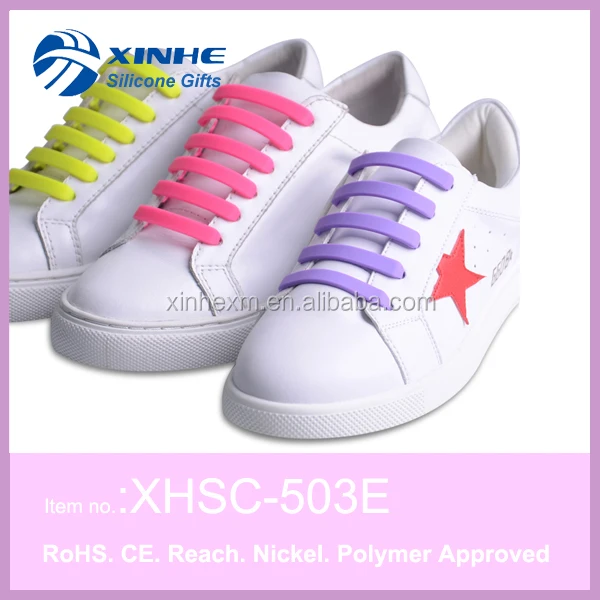 
2018 Fashionable colorful no tie silicone shoelace 