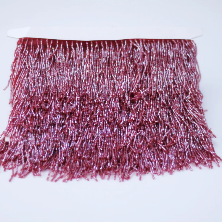 Высококачественный запас 7 см 12 см красная Длинная лента с бисером фиолетовая занавеска кисточка бахрома для женской одежды