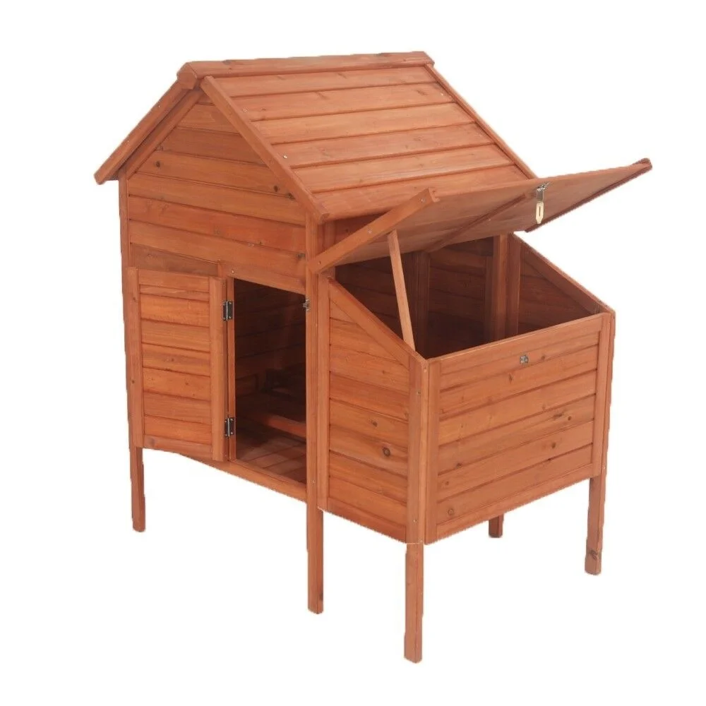 Raised Fir Wood Chicken Coop Rabbit Hutch ducks cage rabbit  bed
