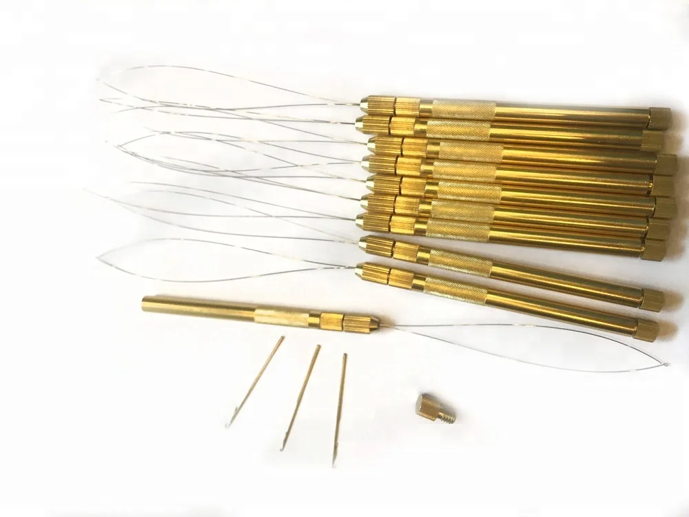 New arrival Wholesale price hot sales hair extension wooden handle loop needle