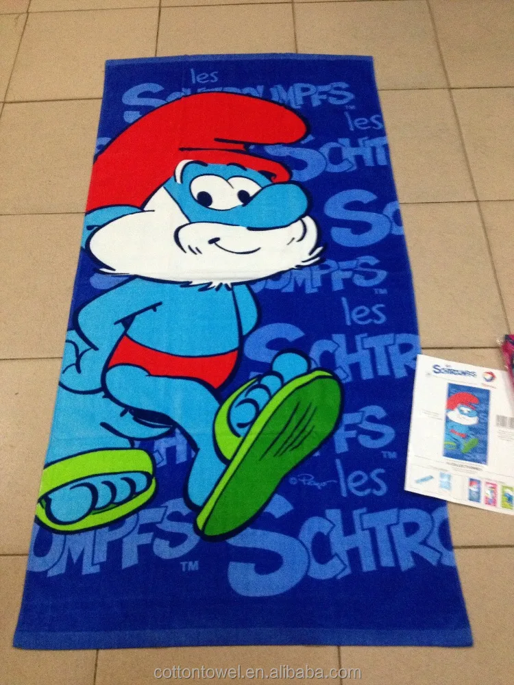 Factory OEM Custom Personalized Logo bath towel Cotton  Cartoon  Printed kids children towel Soft Highly Absorption  Beach Towel