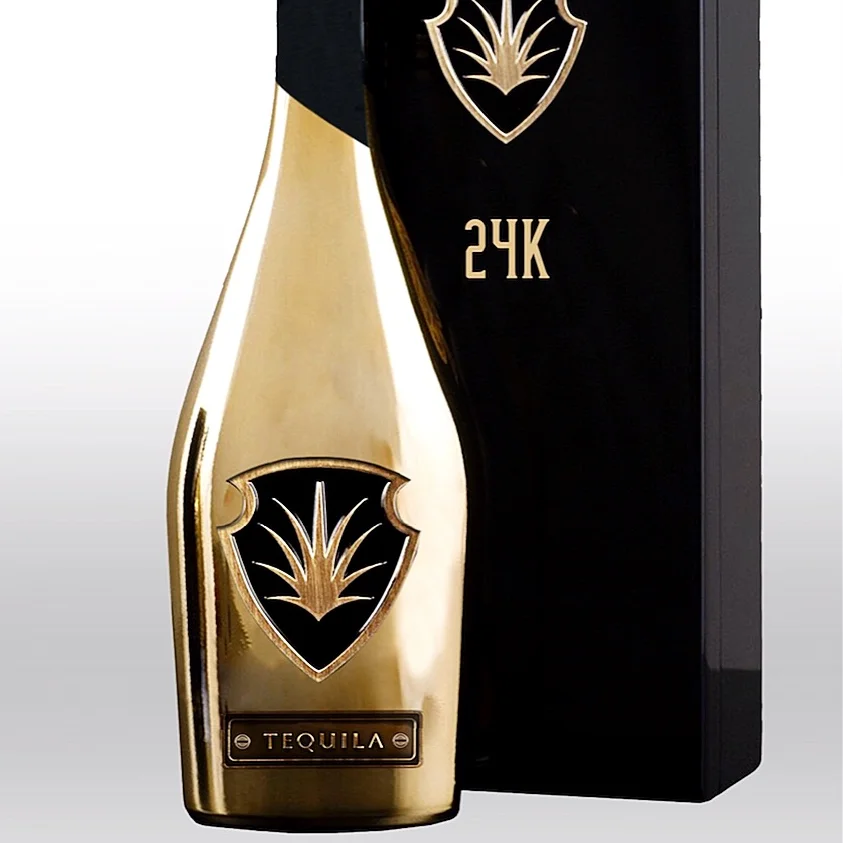 Factory Custom Metal Soft Aluminum Pewter Matt Gold Bottle Tequila platinum Label Sticker