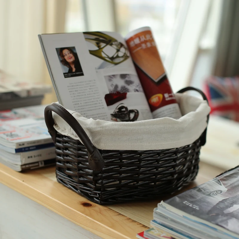 YRMT,Easter basket handmade black wicker basket with lining