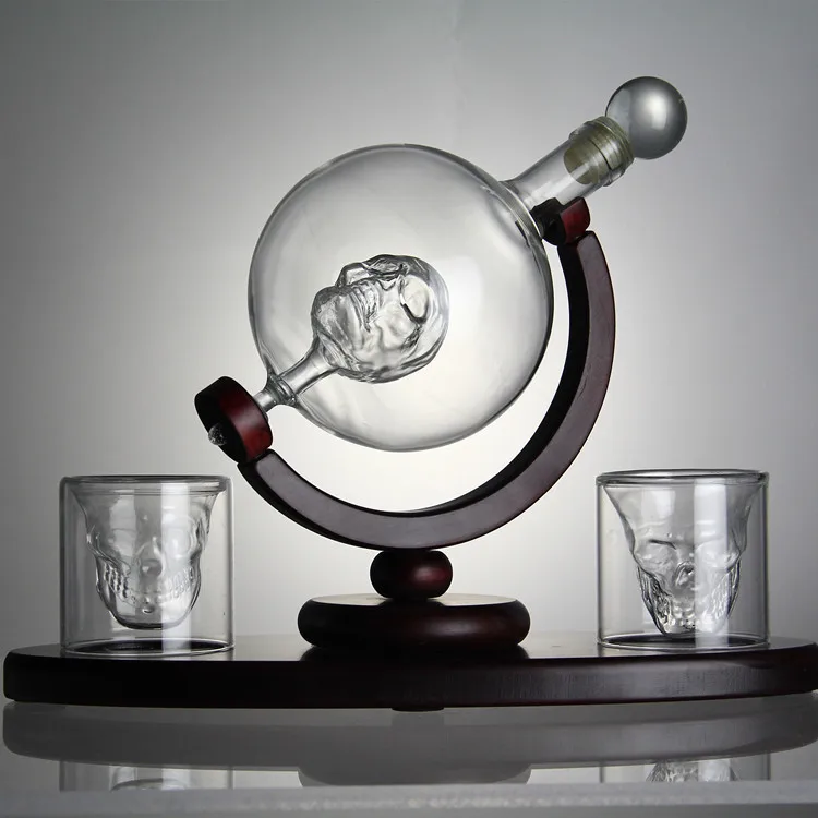 New Arrival 1000ml whisky decanter Set with Skull glasses Cups