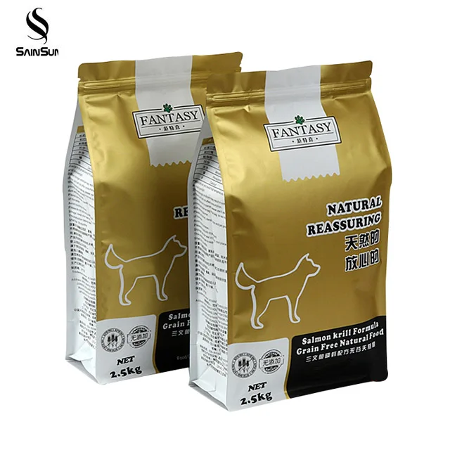 
Sample Printed Plastic Stand Up Pet Dog Food Snack Packaging Bag With Resealable Zipper 