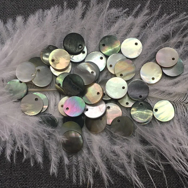 10-30mm drilled black mother of pearl shell polished round discs abalone pearl shell for jewelry