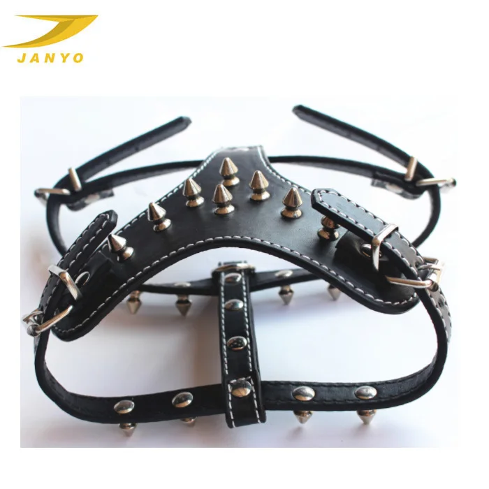 Studded & Spiked luxury wholesale adjustable leather dog harness vest