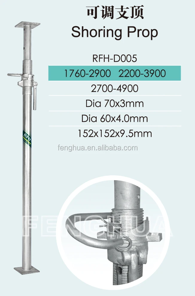 Adjustable steel scaffold shoring prop for construction