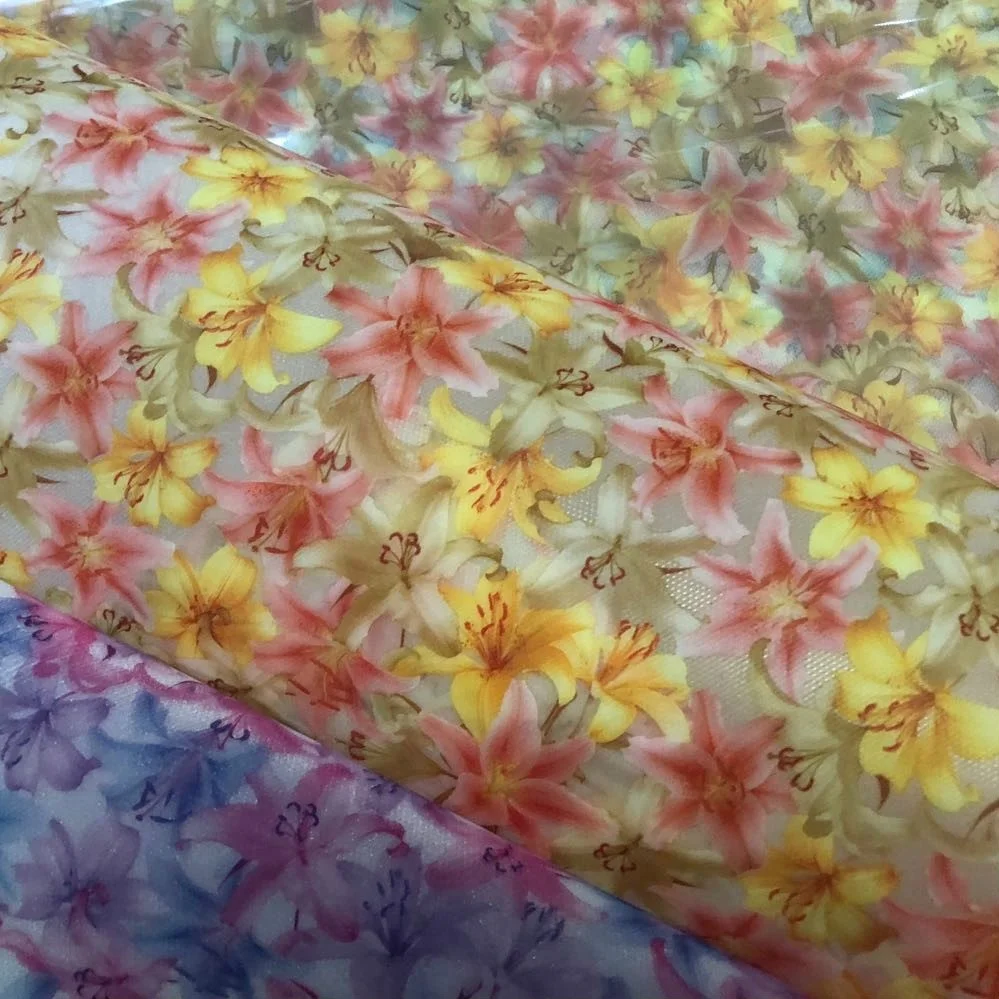 fashion flower design clear vinyl fabric for making hairbows