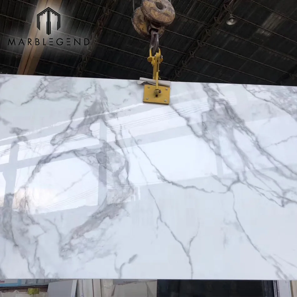 Artificial nano stone book match Italian Statuario marble slab