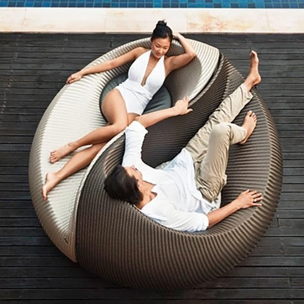 
New arrival garden sofa outdoor furniture double stitching bed sun bed 