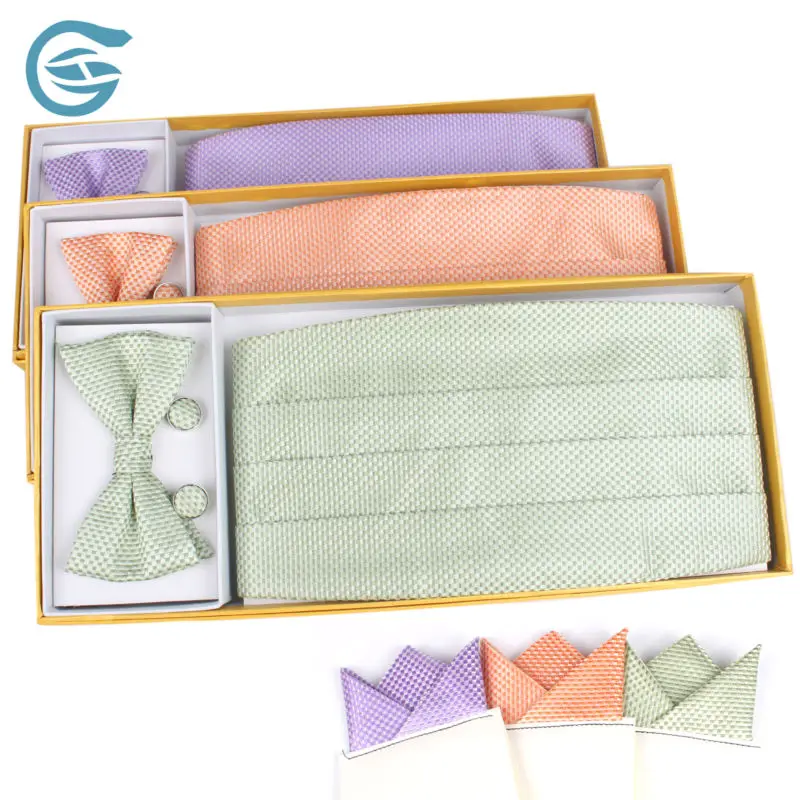 100% microfiber colorful cummerbund and bow tie set