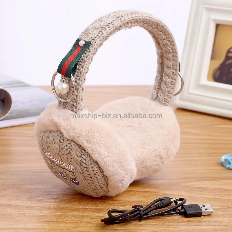 Winter wireless earphone fur earmuff
