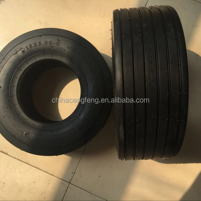 
garden commercial lawn mower tubeless rubber tire 13x5.00-6 pneumatic rubber wheel with ribbed pattern 
