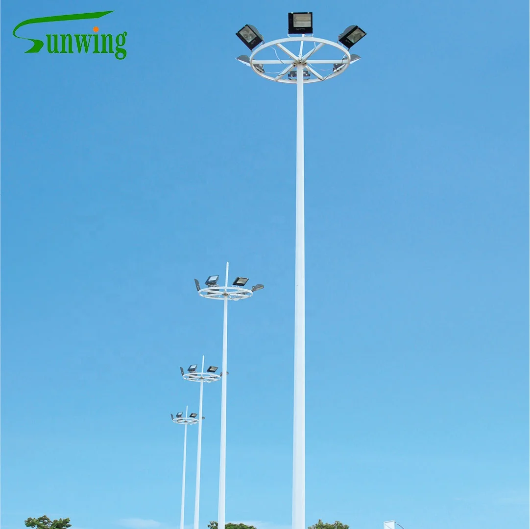 20m 25m 30m Led Sports Stadium Light With Lifting System Telescopic Cctv Used Camera High Mast Steel Poles