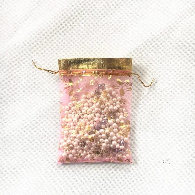 Wholesale custom bronzing printed gauze bag organza jewelry bag
