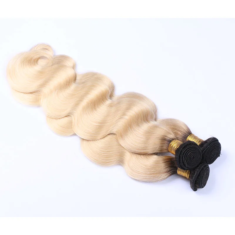 Best Selling 100% Remy Virgin Brazilian Hair Grade 12 A Body Wave 613 Blonde Human Ombre Breading Hair Weave With Closure