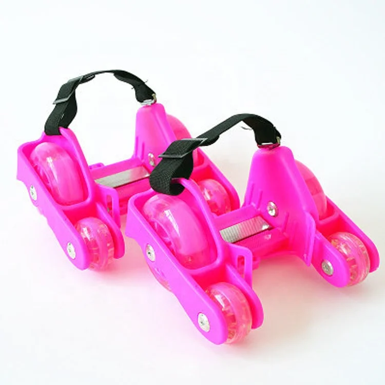 4 Wheels Kids Adjustable Flashing Heel Skates Roller Shoes