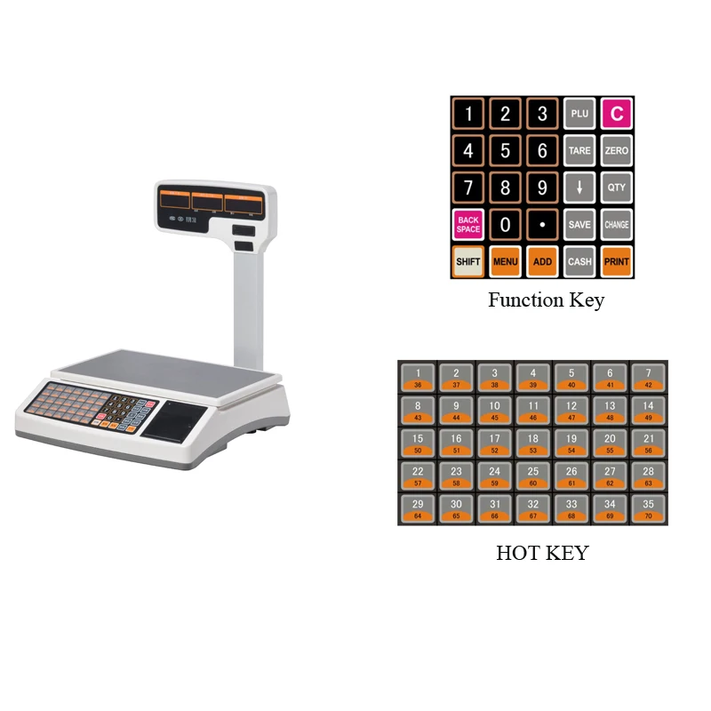 Good sale digital electronic cashing balance 15kg or 30kg usb weighing scale with thermal receipt roll printer T30U