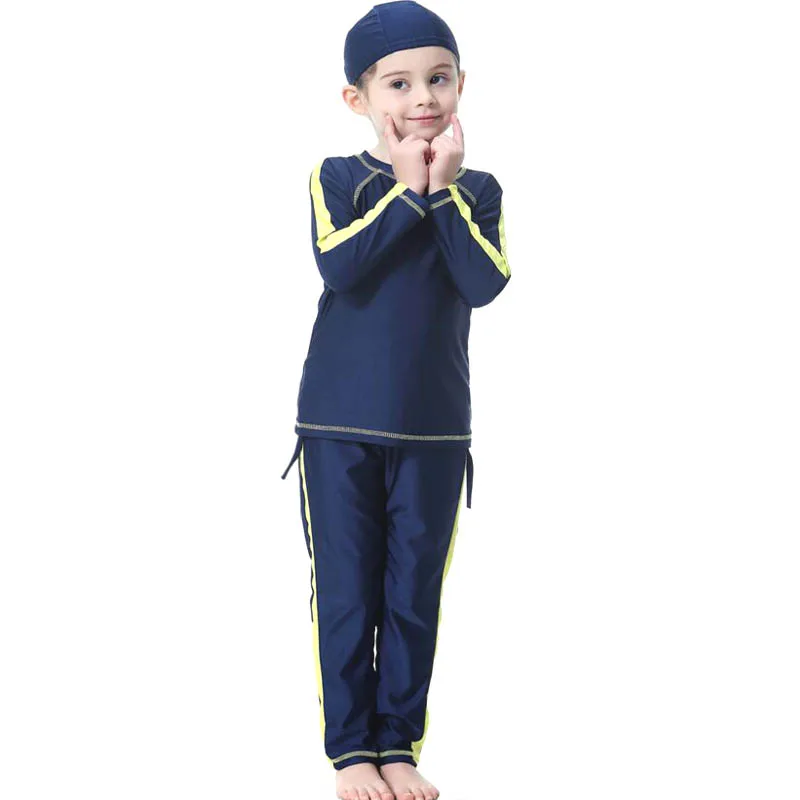 200pcs customized Full body covered arab little girl swimwear muslim girl beachwear Islamic long swimsuit for arabic kids with hijab No.116