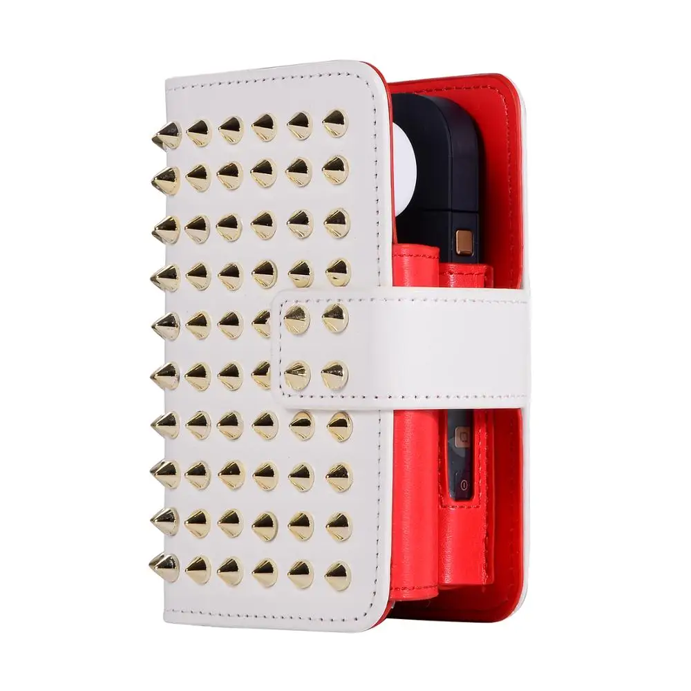 
New products ideas 2018 multifunction punk rivet electronic cigarette case for IQOS, leather storage bag for IQOS 