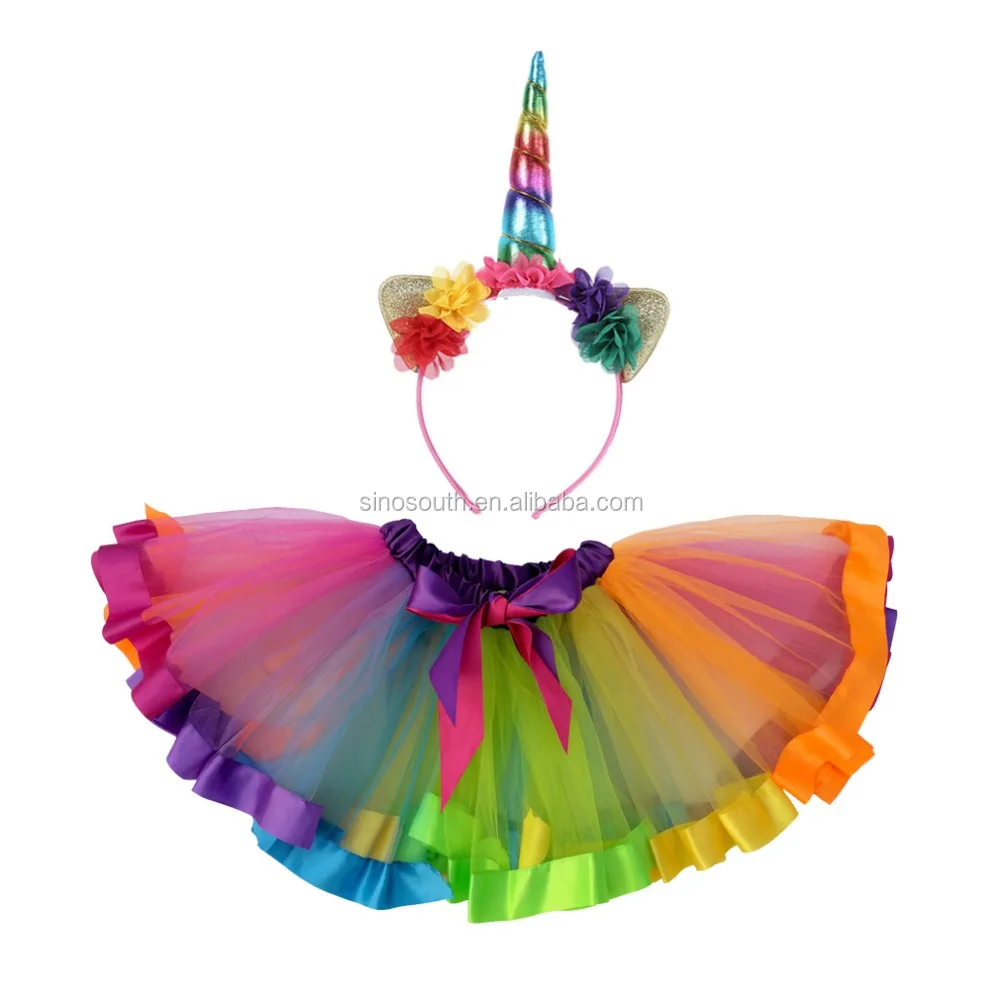 Party girls kids unicorn costume tutu with headband