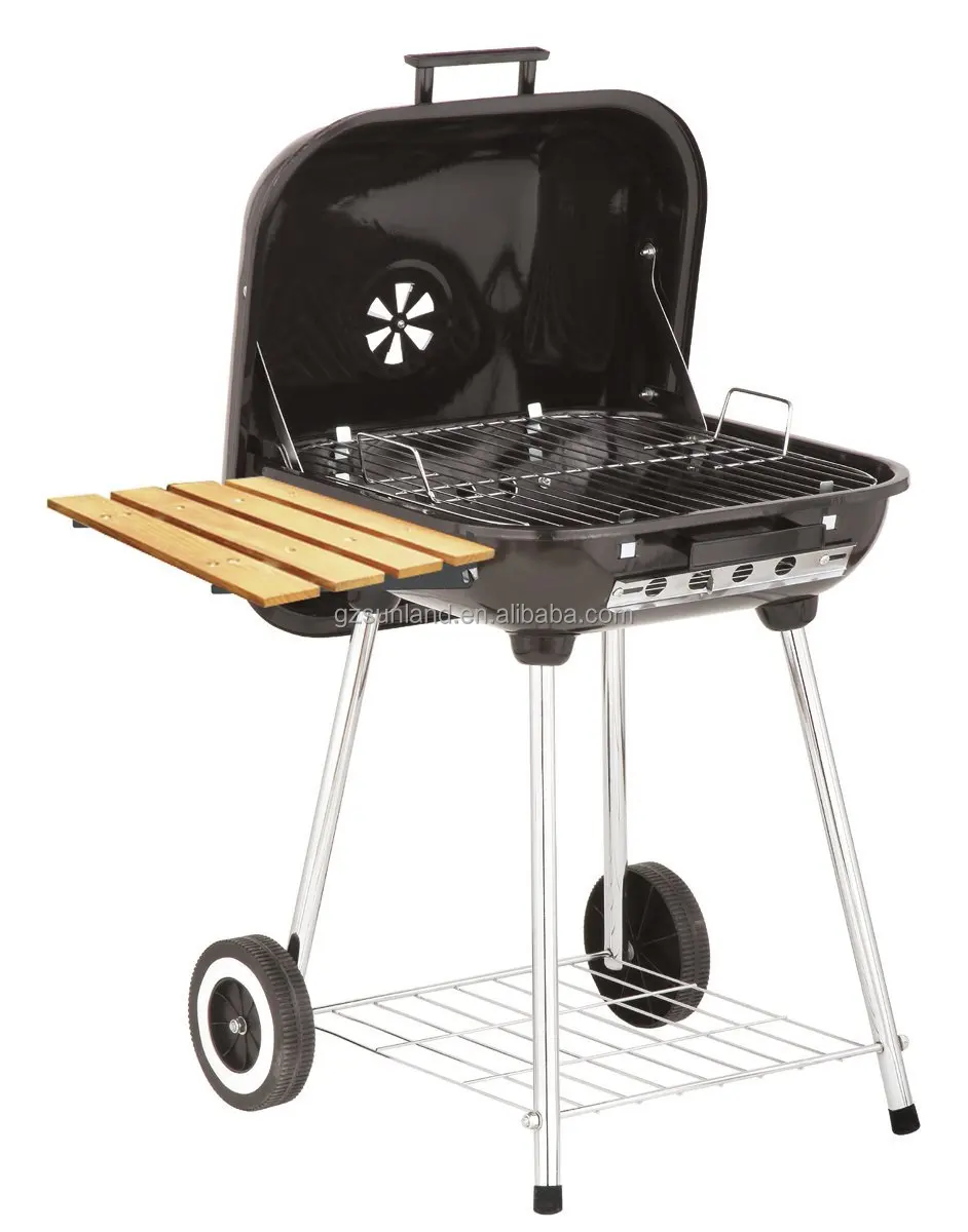 22-Inch Covered Charcoal Brazier kettle grill with Wood