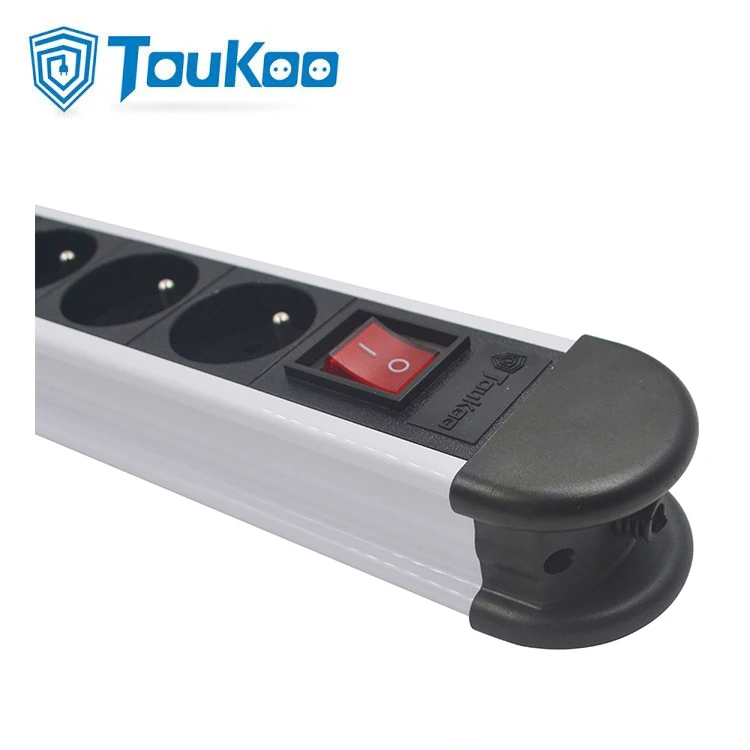 CE Double break main switch 4 outlet French electric extension sockets