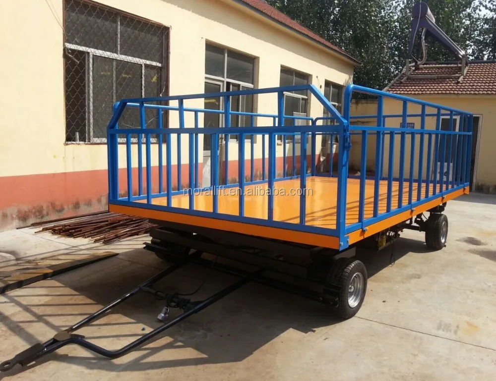 Airport luggage trailer with Drawbar / Flatbed Loading Deck and Side Fence